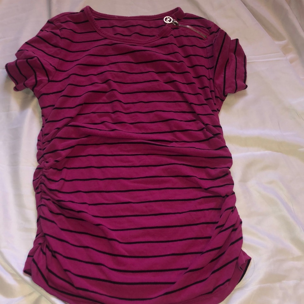Michael Kors pink and black striped shirt